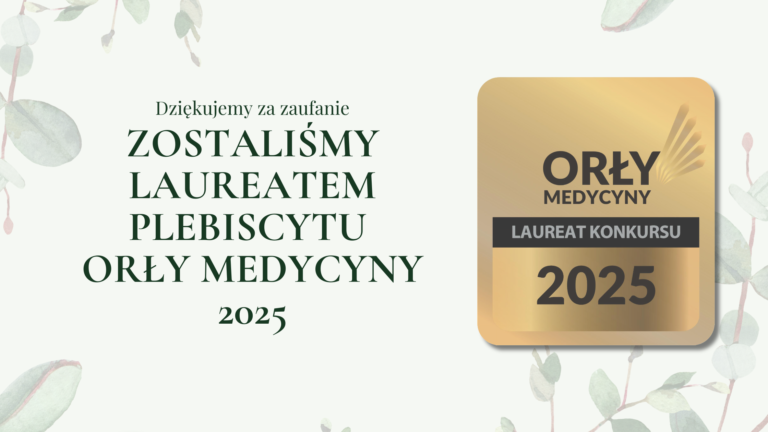 Baner informujący o zdobyciu nagrody Orły Medycyny 2025 przez Sage Medica.